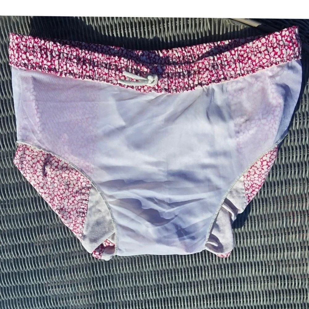 VTG Lord Jeff Swim Trunks Pink white floral vine ditsy M 32-34 USA shorty shorts
